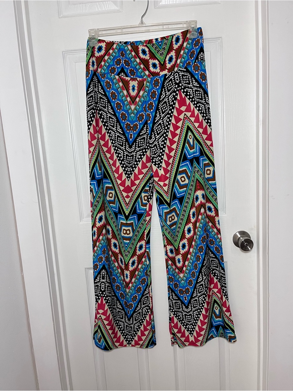 WinWin Aztec Chevron Palazzo Pants in Blue, Pink, Green, Black